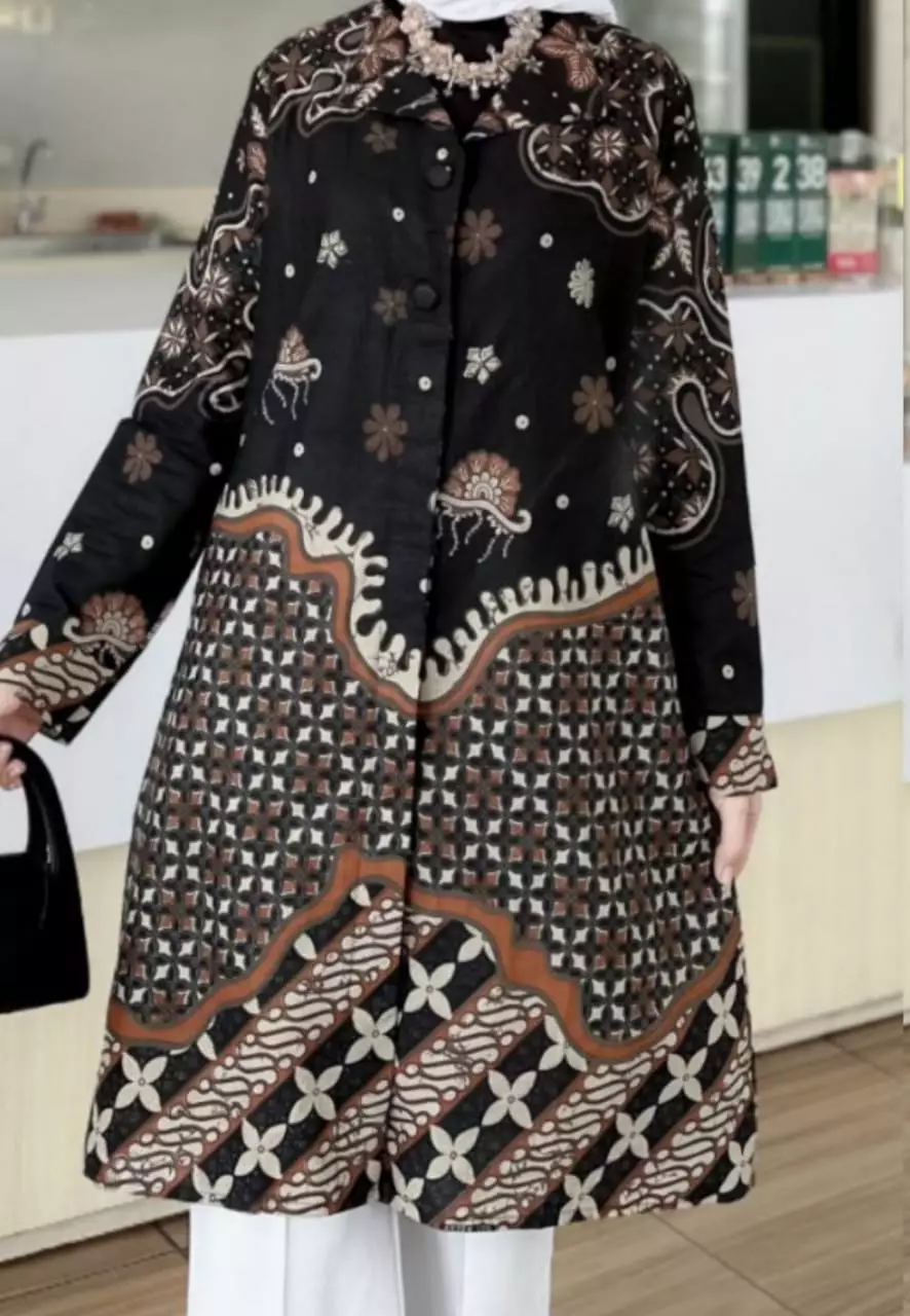 Tunik Batik Almand Hitam Premium ALN
