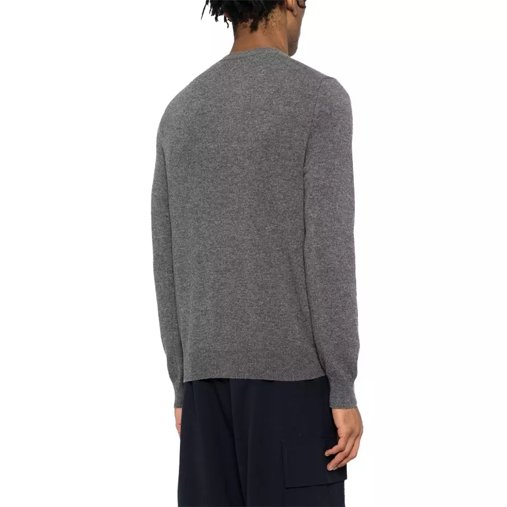 Play Signature Double Heart Patch Wool Cardigan Grey