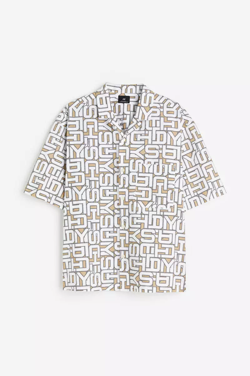 H&m patterned resort shirt discount