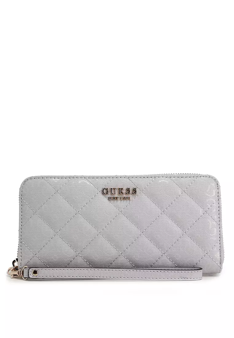 GUESS Portafoglio Grande Laurel II | Con Cerniera E Cinturino Mano | Colore Cream White/Taupe