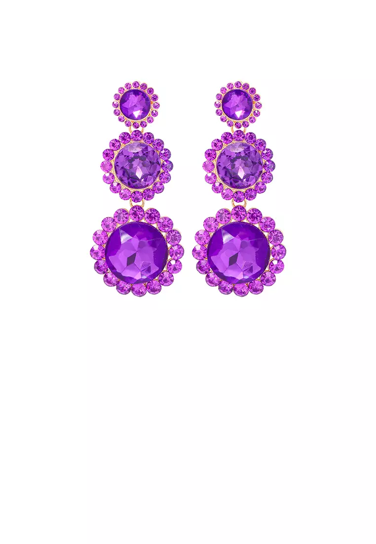 Purple and gold tassel earrings outlet
