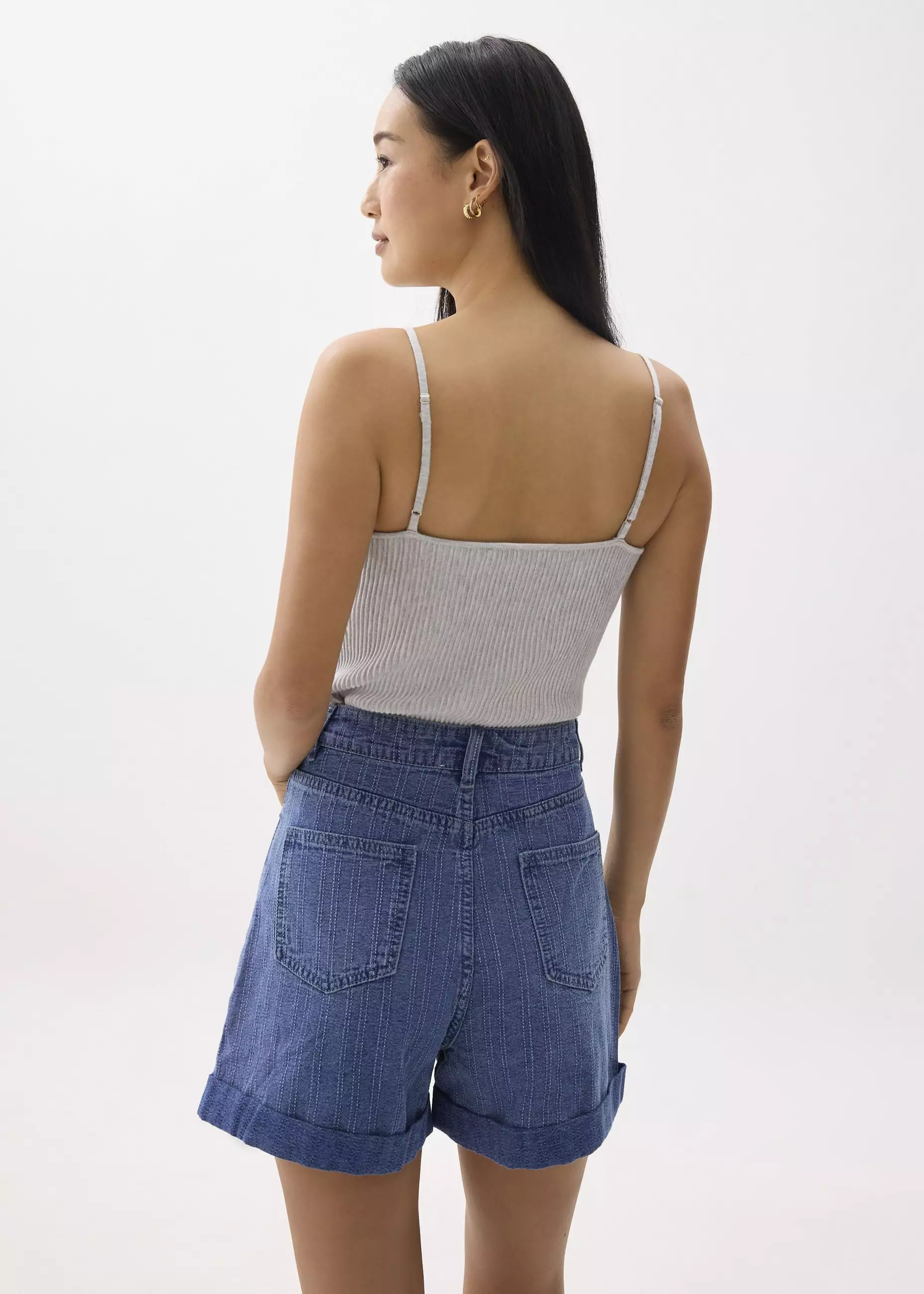 Celana Wanita - High Waist Denim A-line Shorts