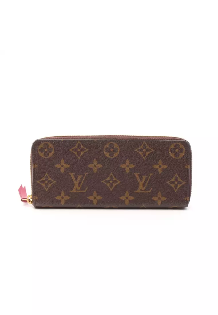Louis Vuitton Brown Yellow Monogram Clemence Long Zip Wallet