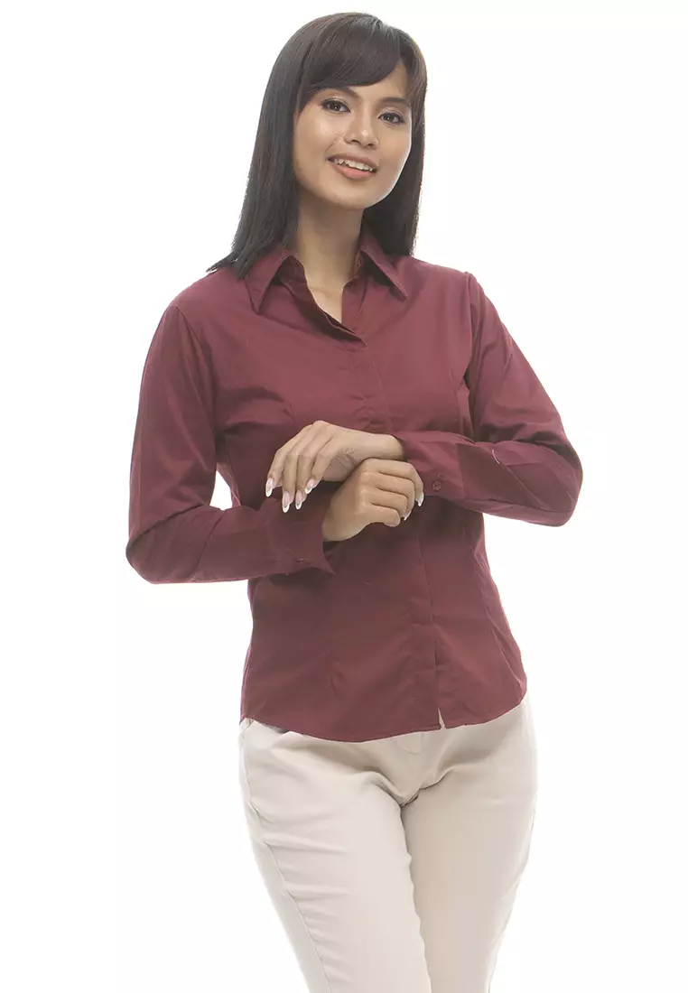 Delaney Pinstripe Long Sleeve Office Blouse
