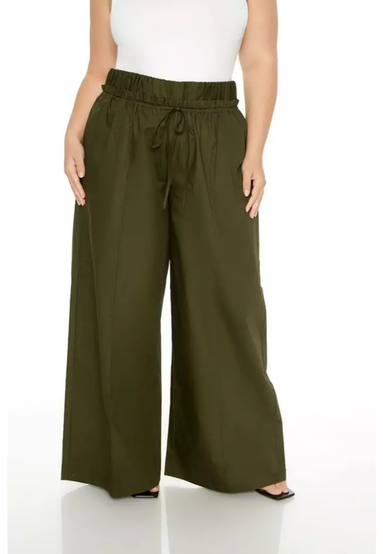 Plus size cotton wide leg pants store