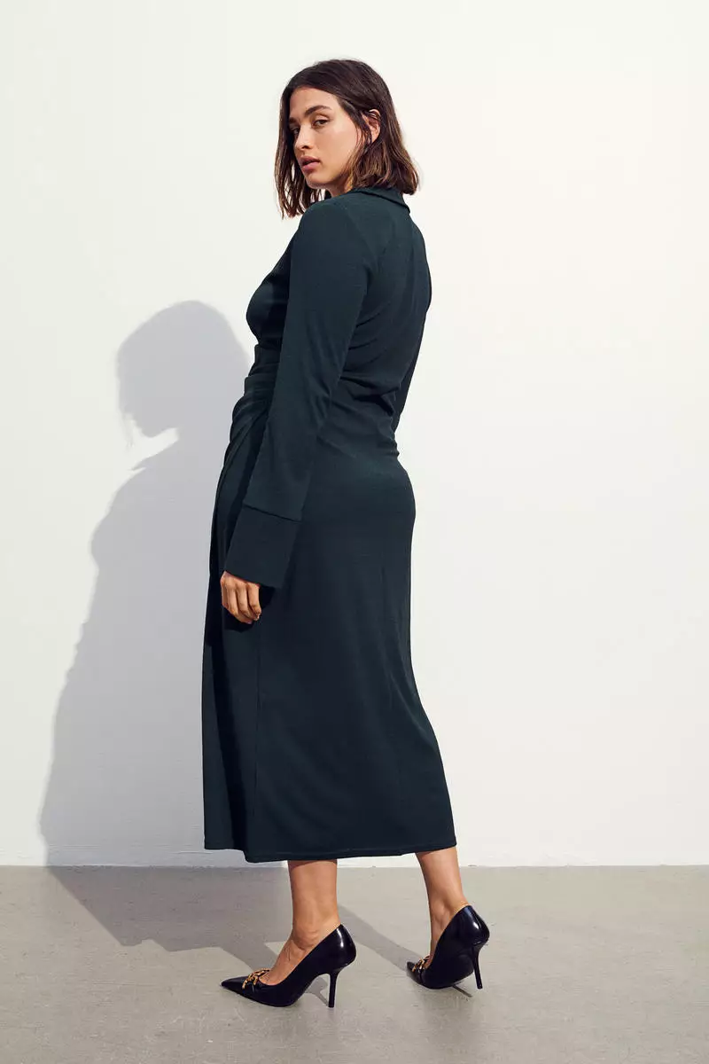 asymmetric jersey maxi dress Milania | Black Asymmetric-Neck Maxi Dress With Twist-Sleeve