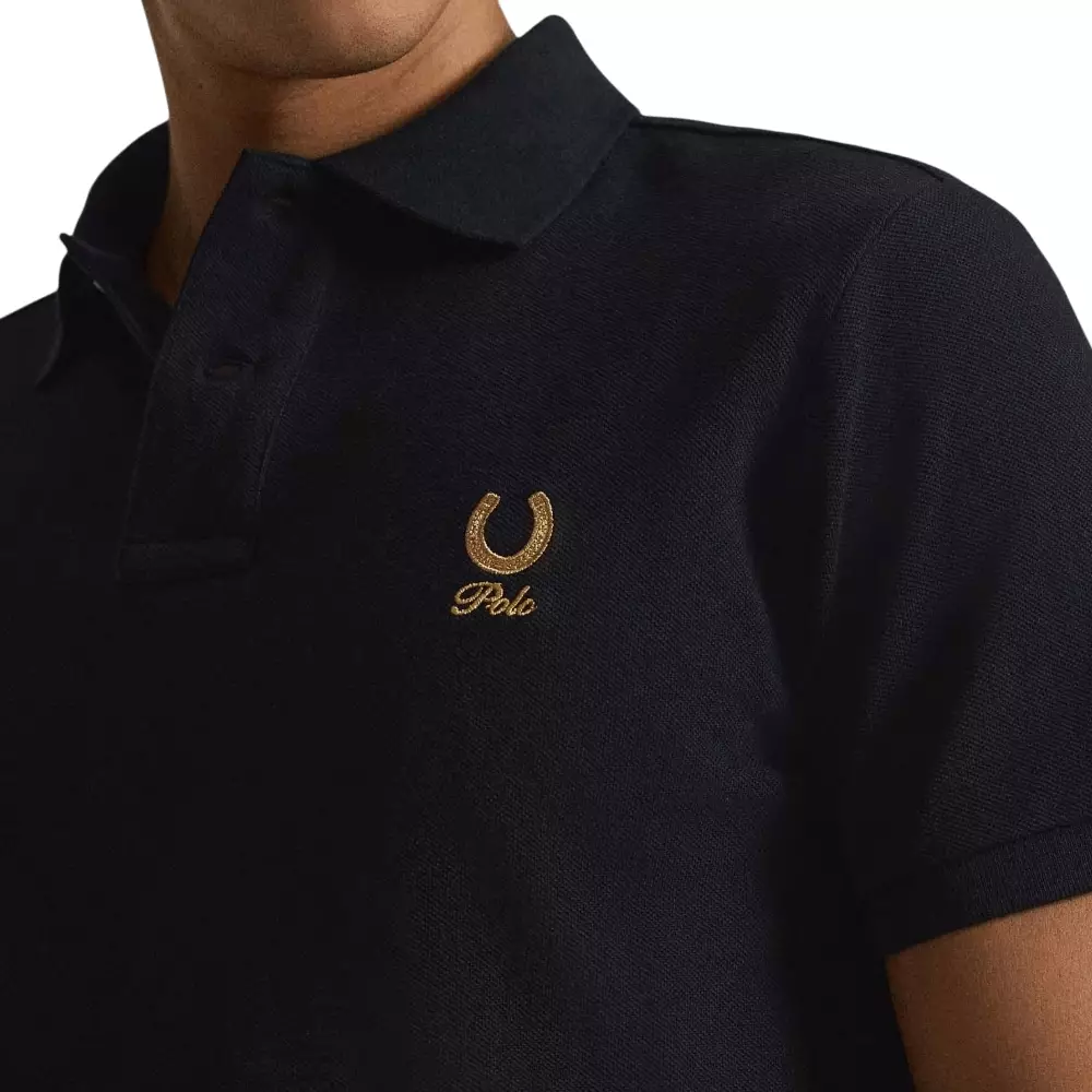 Custom Slim Fit Horseshoe Polo Shirt Black