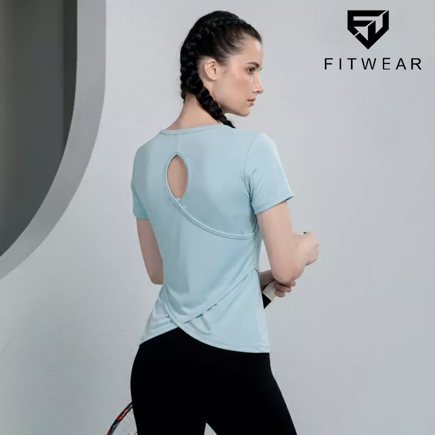 Fitwear Kaos Regular Fit Olahraga Wanita SYDNEY CROSSBACK CUTOUT - LIGHT BLUE