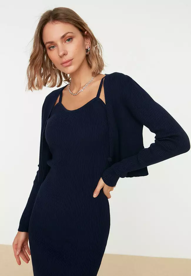 Jual Trendyol 2Piece Knit Cardigan & Midi Dress Set Original 2024