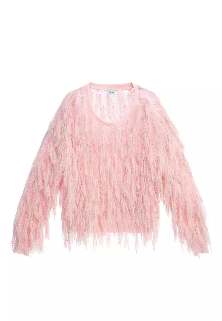 Pink Fringe Knit Top