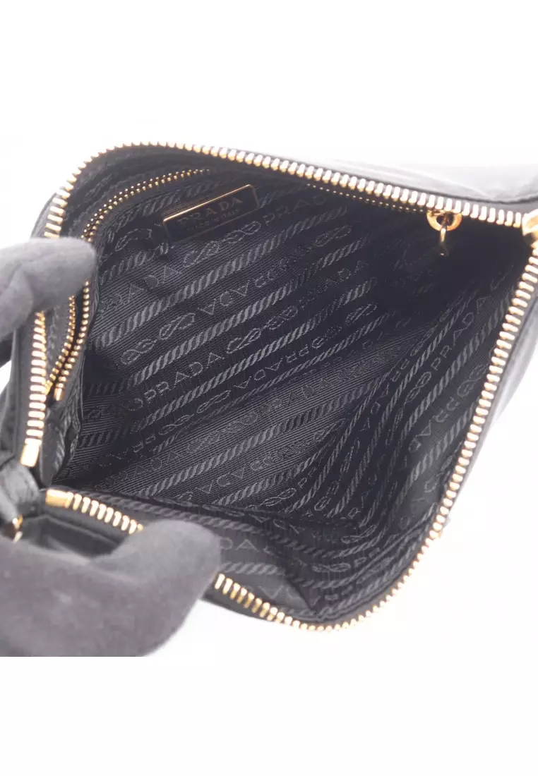 Pre-Loved Prada TESSUTO＋SAFFIANO Shoulder bag Nylon Saffiano leather black
