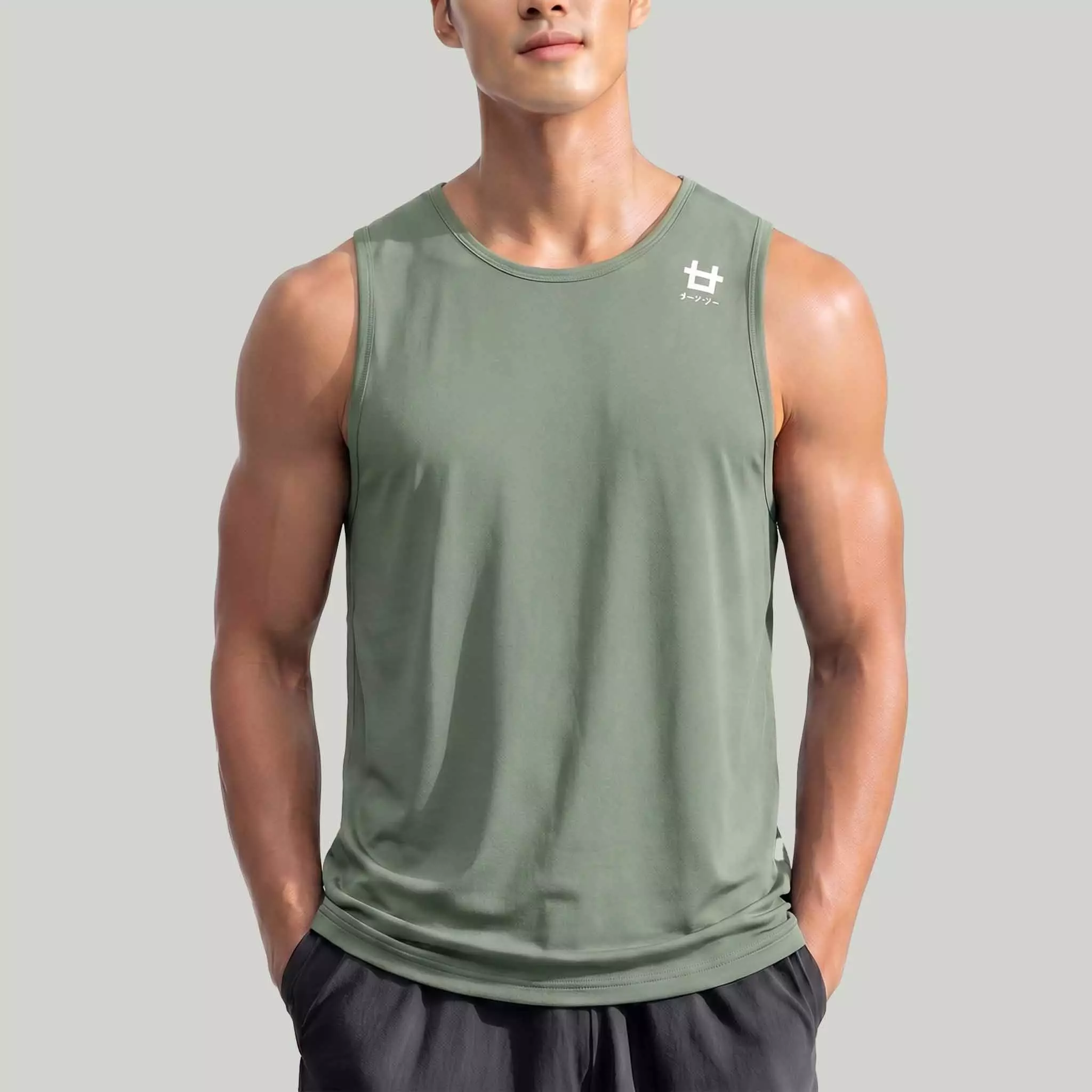 THIRDDAY Kaos Kutang Pria SVN instacool "shoulder icon logo" sage MUA23