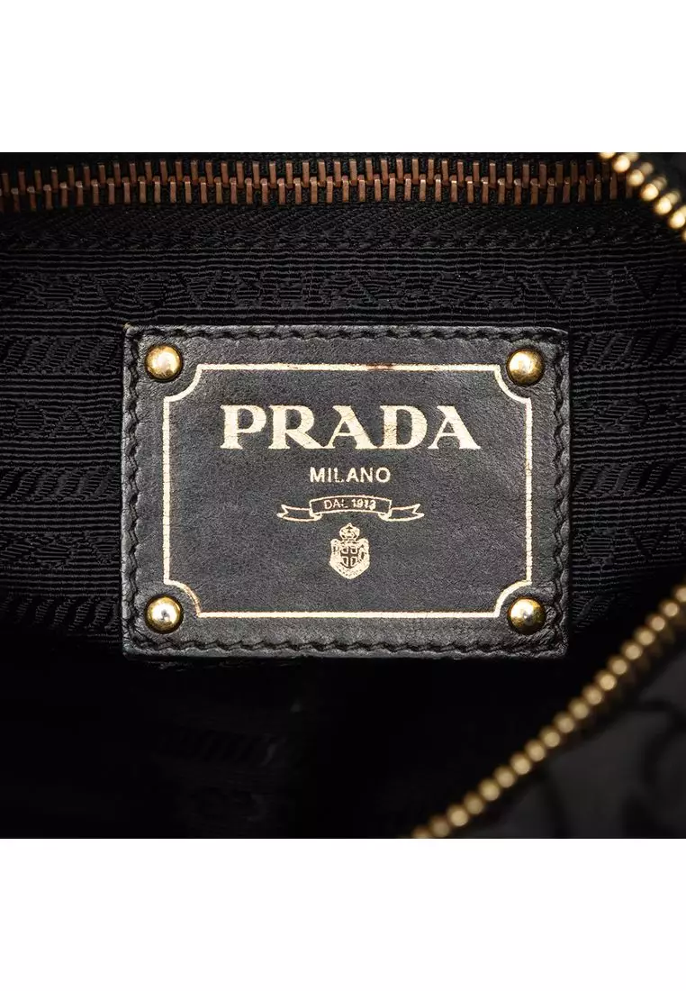 Pre-Loved Prada Tessuto Canapa Logo Bow Crossbody