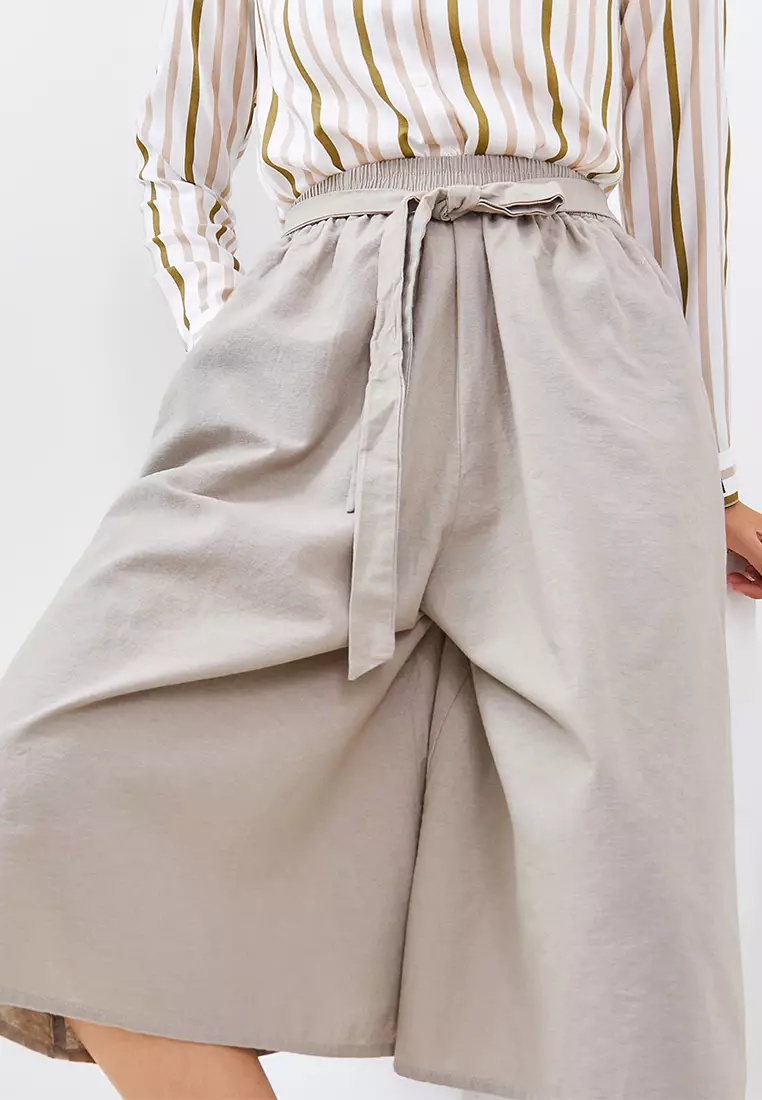 C2 Urvila Grey Wide Culotte Pants Wanita