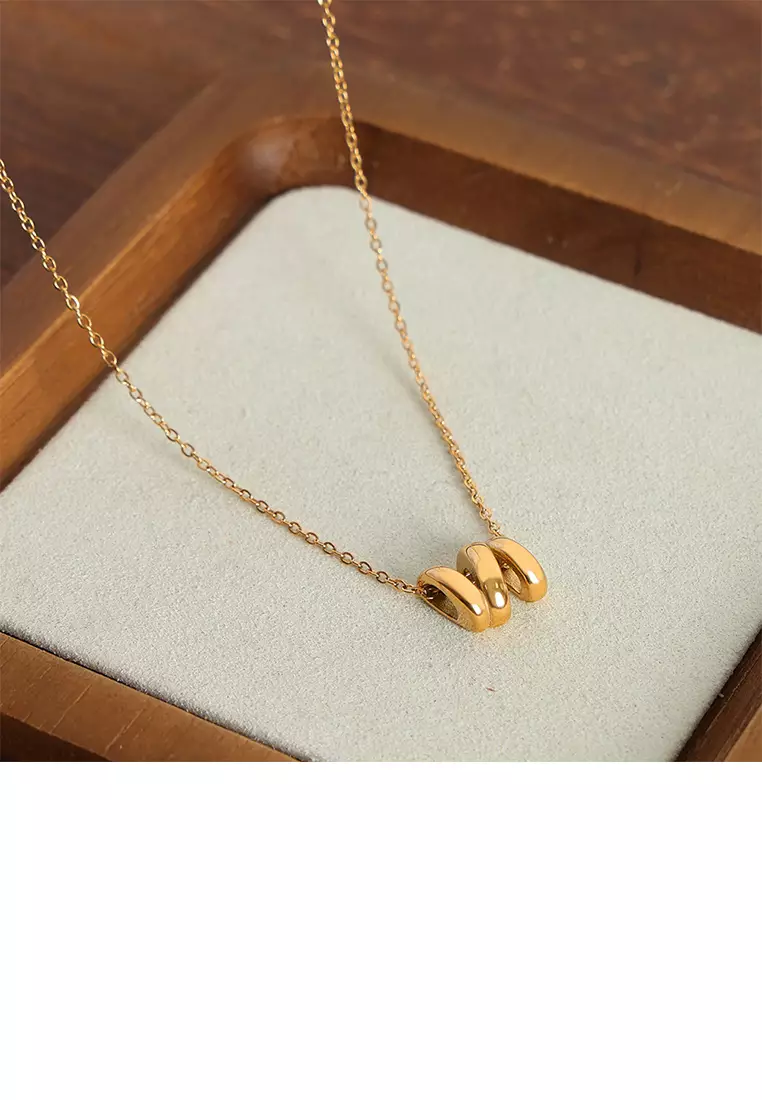 Simple and Fashion Plated Gold 316L Stainless Steel Geometric Ring Pendant with Necklace