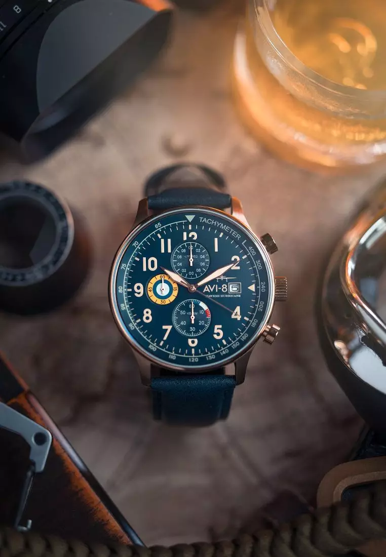 Hawker hurricane chronograph leather strap clearance watch