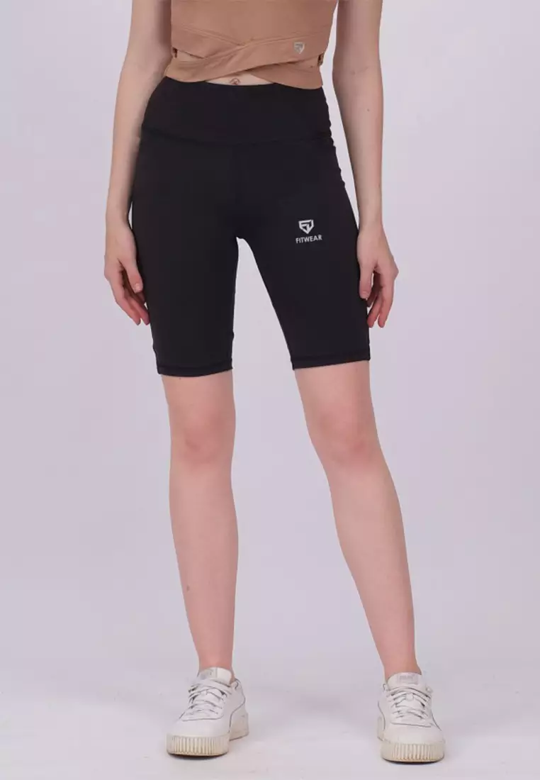 Fitwear - Celana / Legging Pendek Olahraga LESLEY NO / WITH POCKET - BLACK NO POCKET