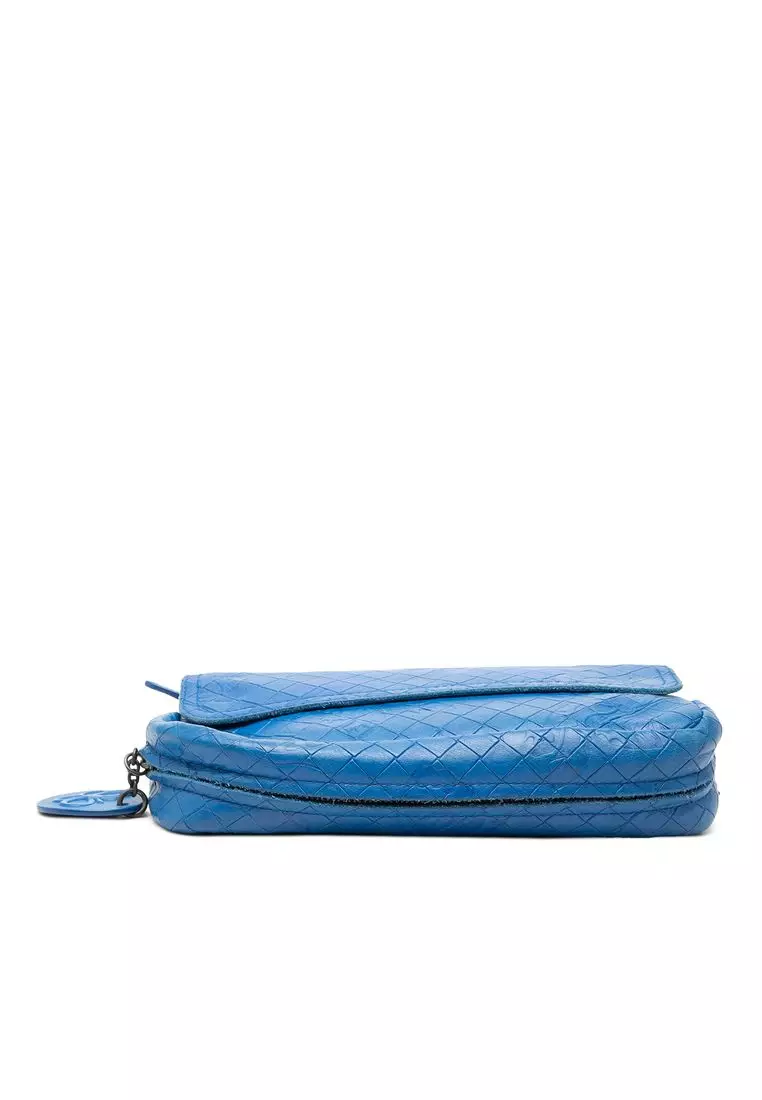 Pre-Loved Bottega Veneta Small Calfskin Intrecciomirage Embossed Butterfly Chain Crossbody