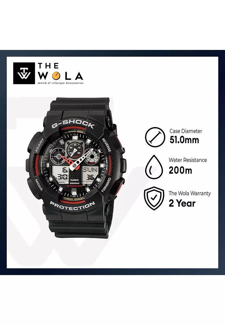 Men's Analog-Digital Watch GA-100-1A4 Black Resin Band Sports Watch