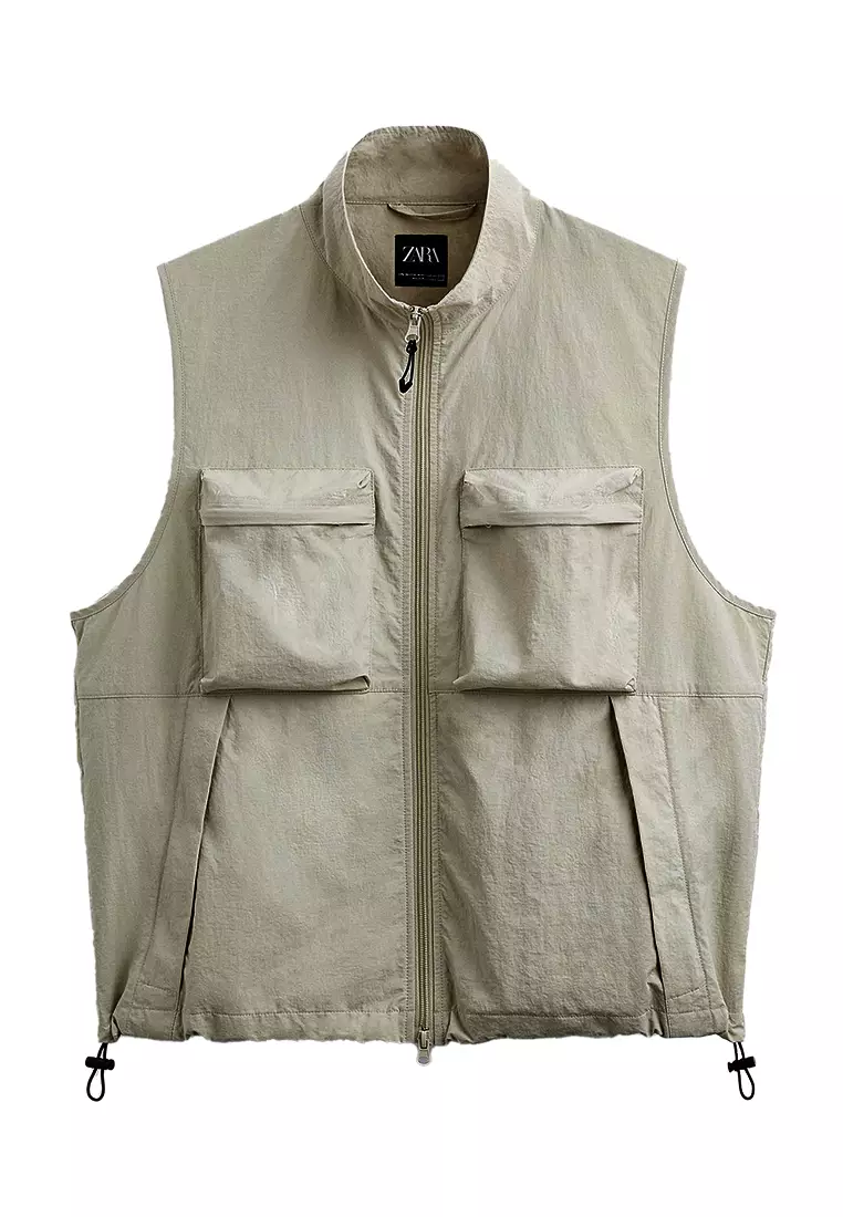 ZARA Relaxed Fit Ripstop Gilet 2025 | Buy ZARA Online