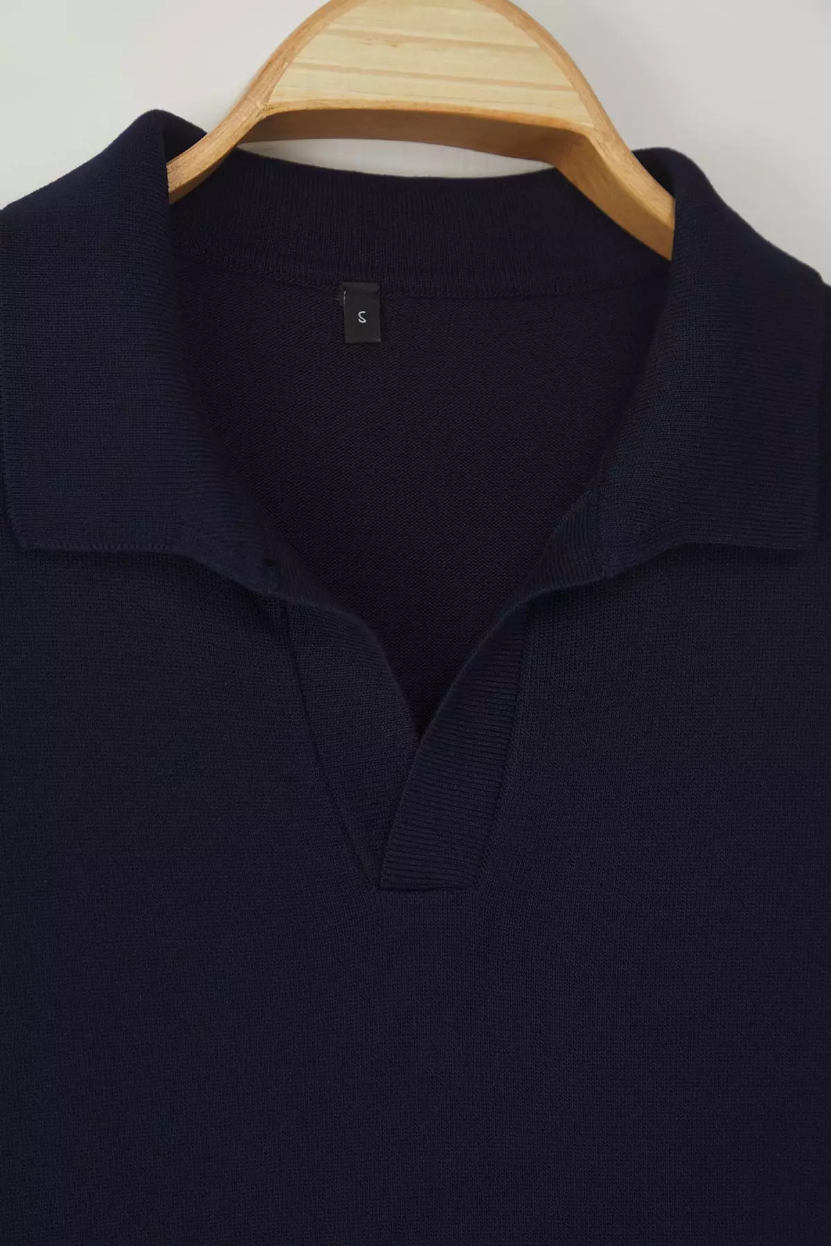 Navy Blue Regular Polo Collar Plain Polo Collar T-shirt TMNSS25PO00008