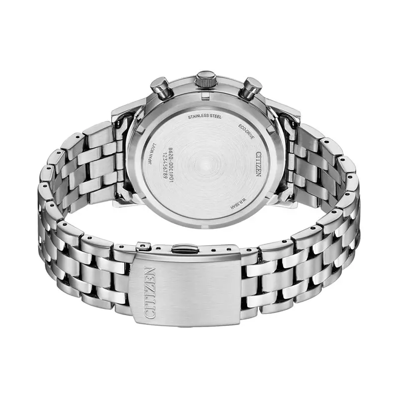 Jam Tangan Pria Citizen Eco Drive CA4630-53X Men Chronograph Green Dial Stainless Steel Strap