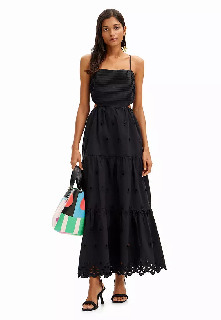 Desigual Woman Long embroidered cut-out dress.