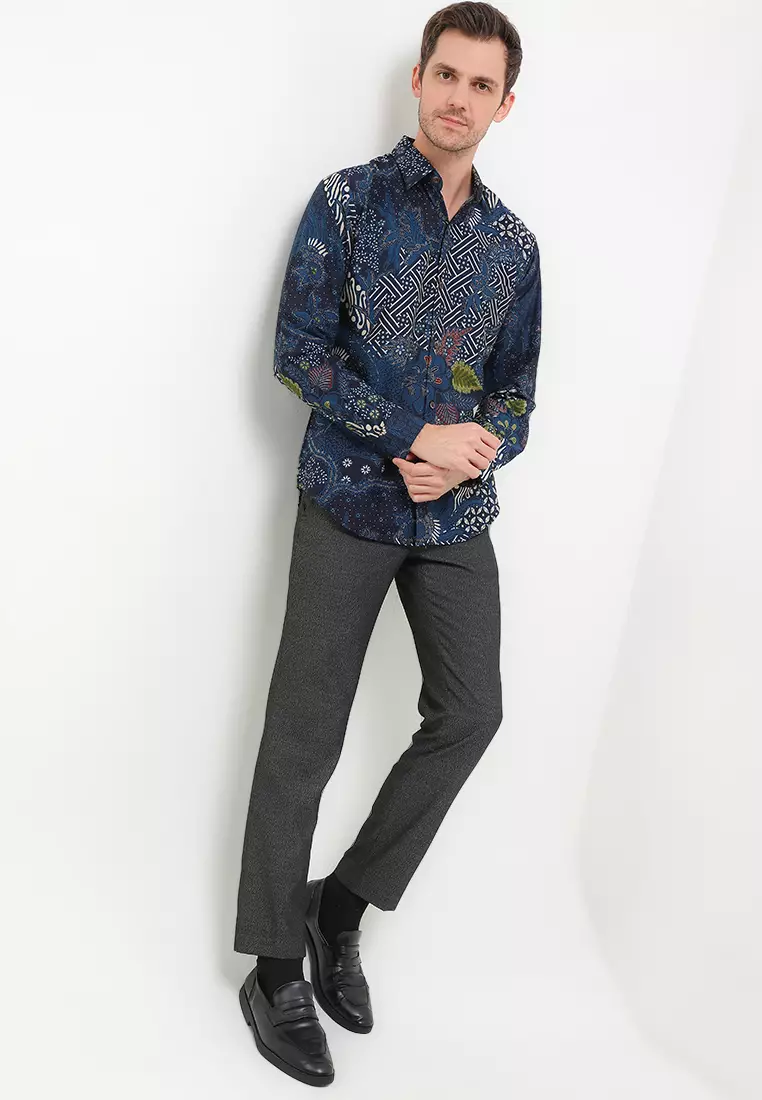 Kemeja Slimfit Ryder Batik Pria Lengan Panjang