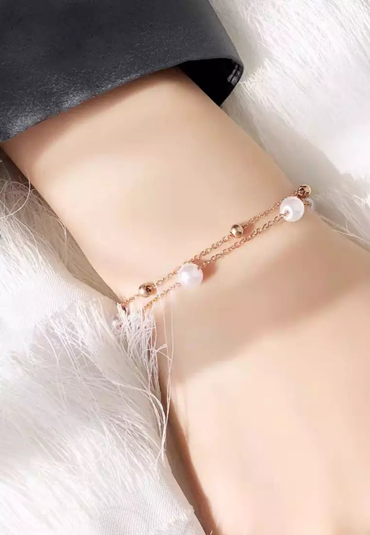 Purity Pearl Charms Multi-layer Bracelet in Rose Gold