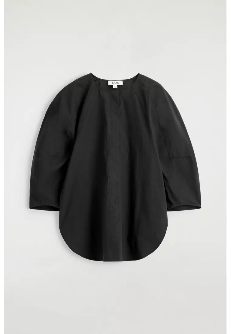 SCULPTURAL PIMA COTTON-POPLIN BLOUSE