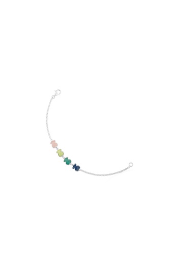 TOUS pink and green and blue and silver TOUS Silver New Color Bracelet with Gems 2E8DDAC20BABA7GS_1