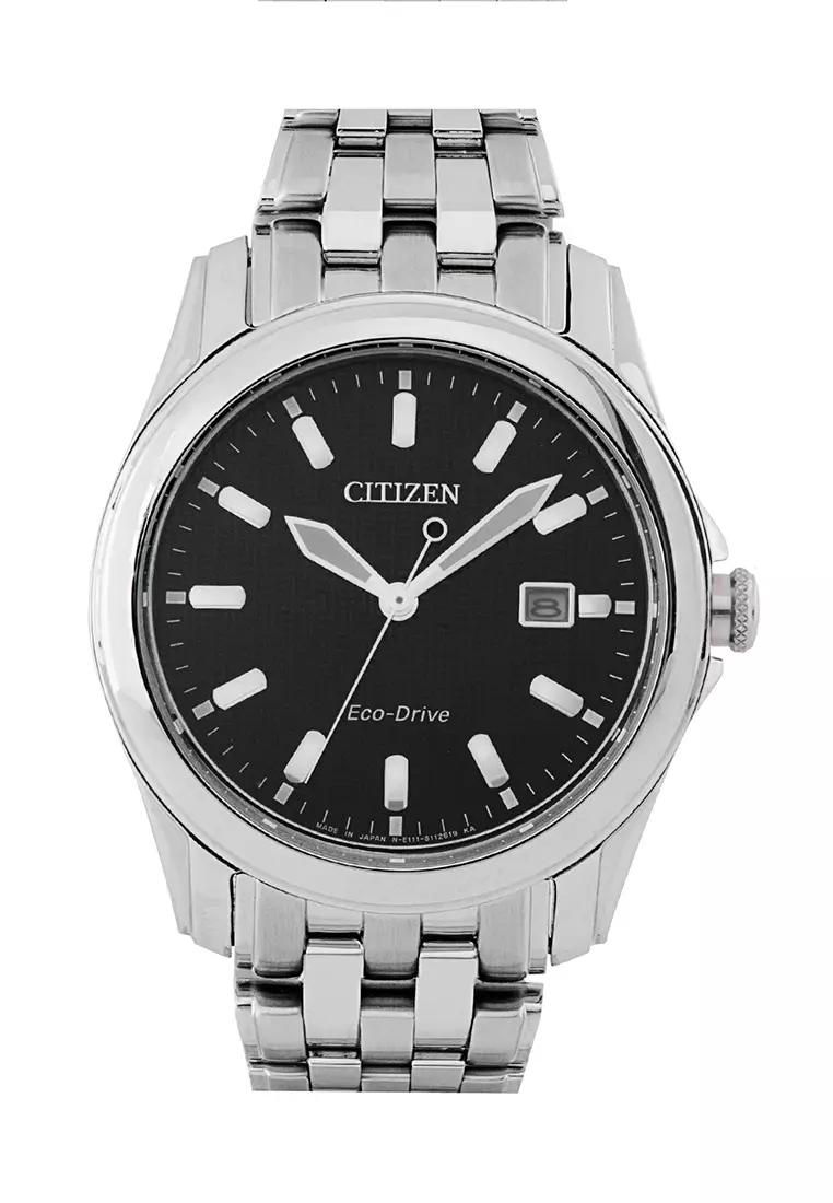 Citizen men's black dial stainless steel bracelet clearance watch