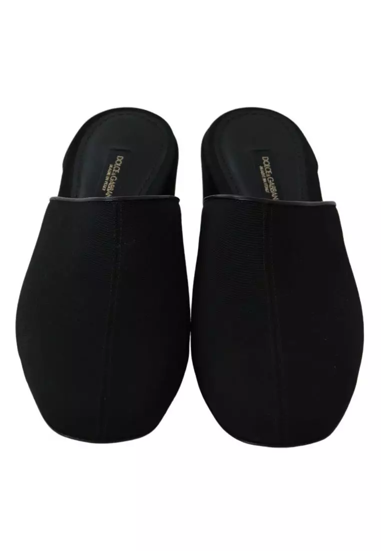 サンダル・ミュール Dolce & Gabbana Dolce & Gabbana Flat shoes Dolce & Gabbana Black Divers Leather Flats Slides Sandals