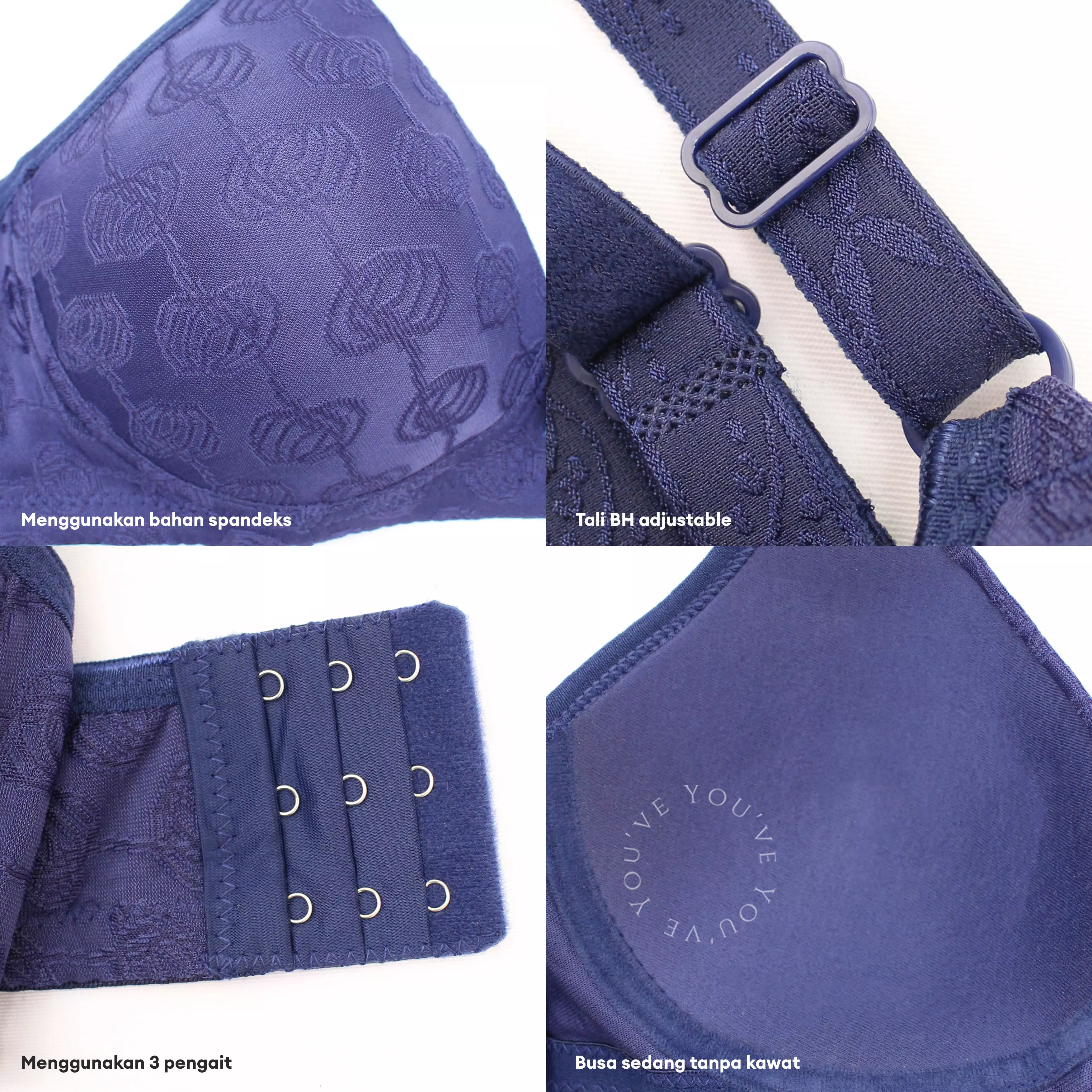 You’ve ( YouHave )  BH Bra Wanita BH Tanpa Kawat Busa Tipis Motif Timbul Beha Women Woman Cewe Perempuan 100134