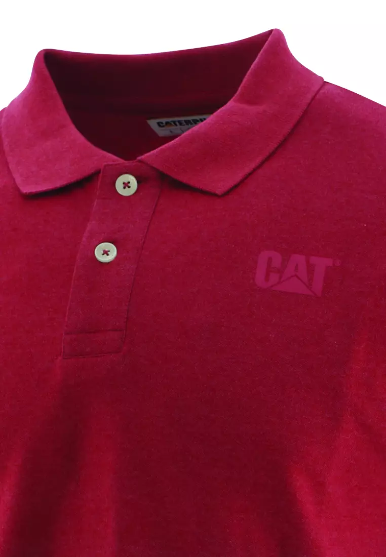 Caterpillar Men's FOUNDATION Stretch Pique Polo Tee - Haute Red Heather (4010035-12718)
