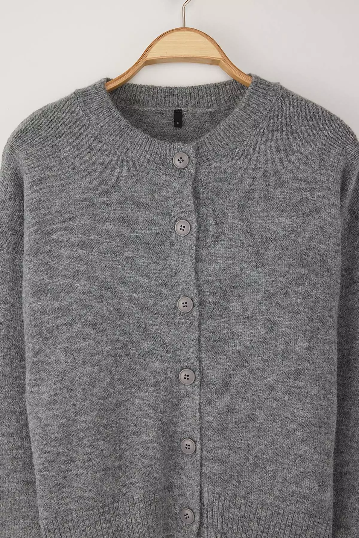 Anthracite Alpaca Wool Blended Wide Fit Knitwear Cardigan