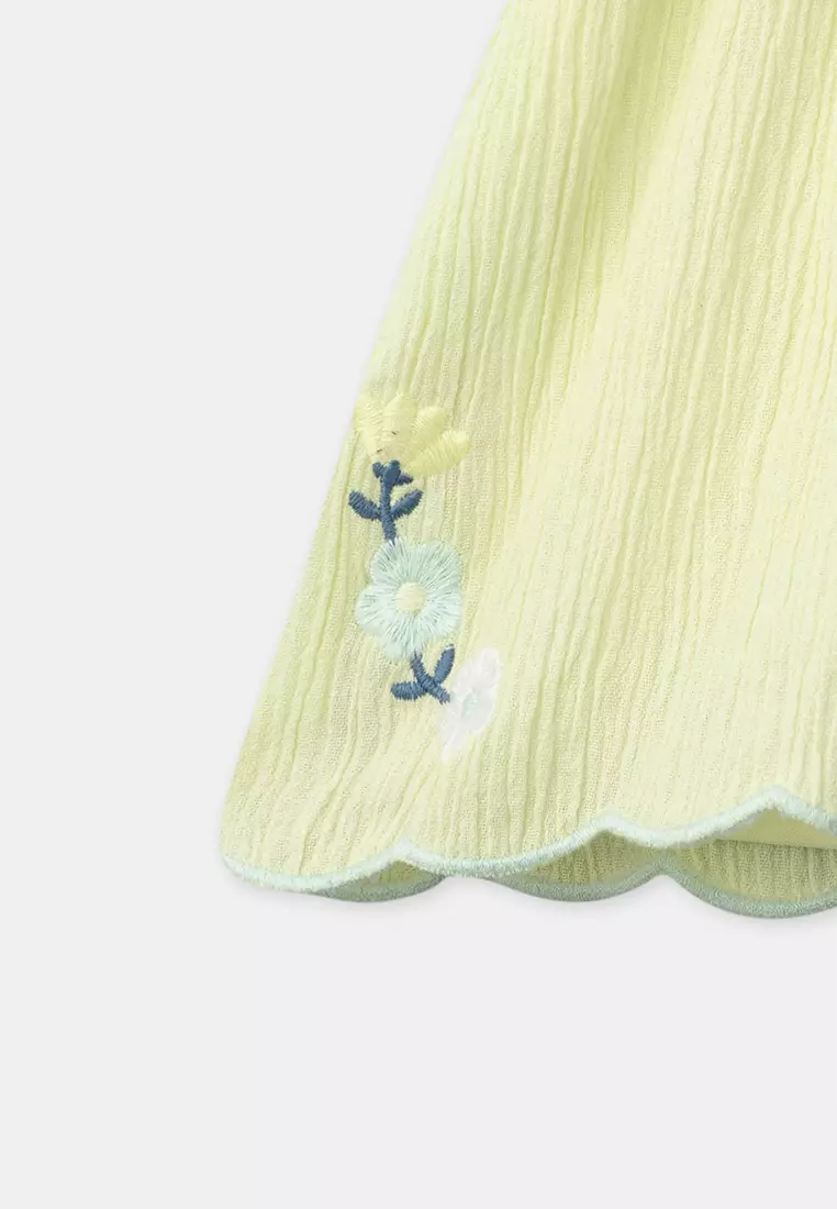 PALE YELLOW EMBROIDERED SHORTS