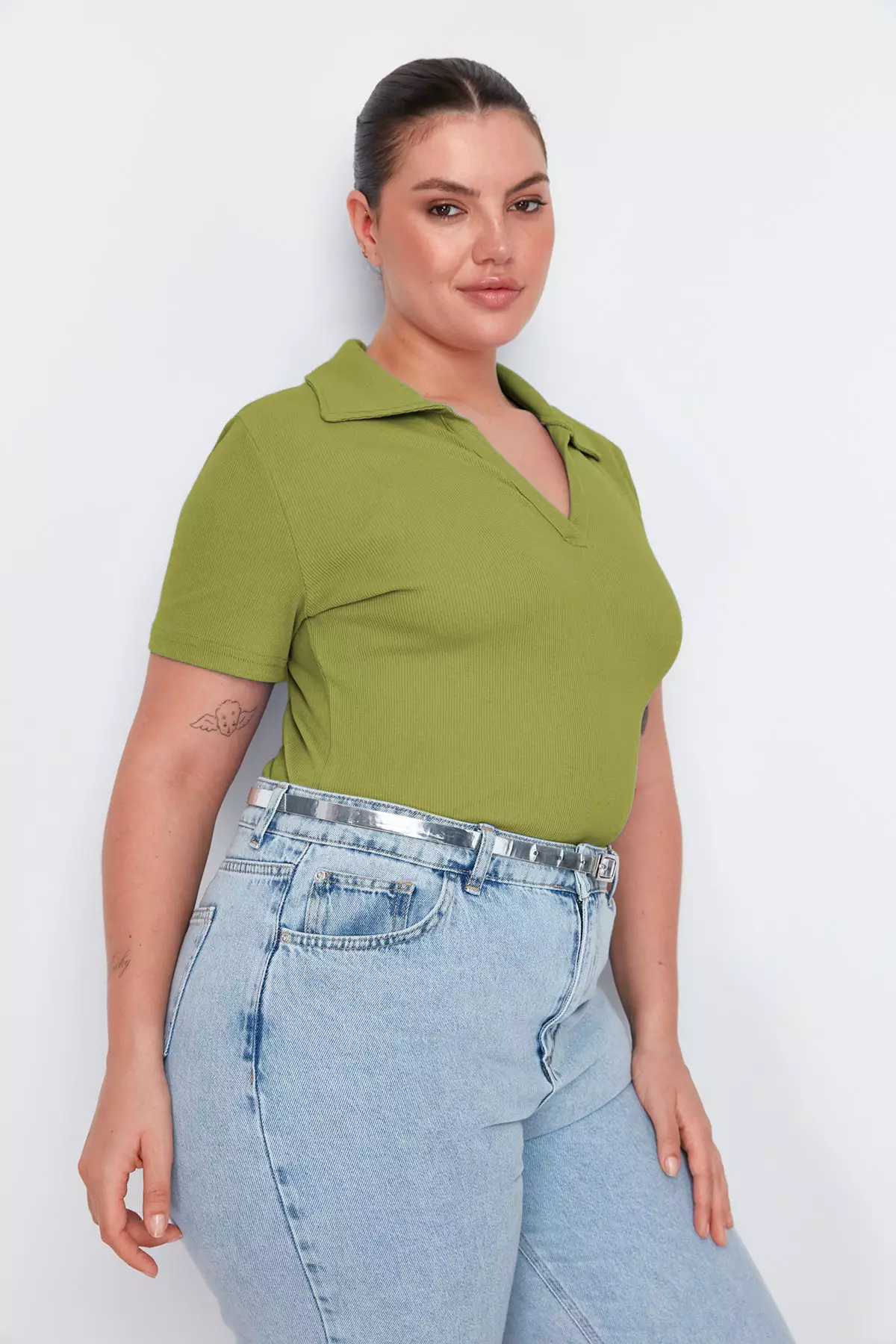 Plus Size Rib Polo Top