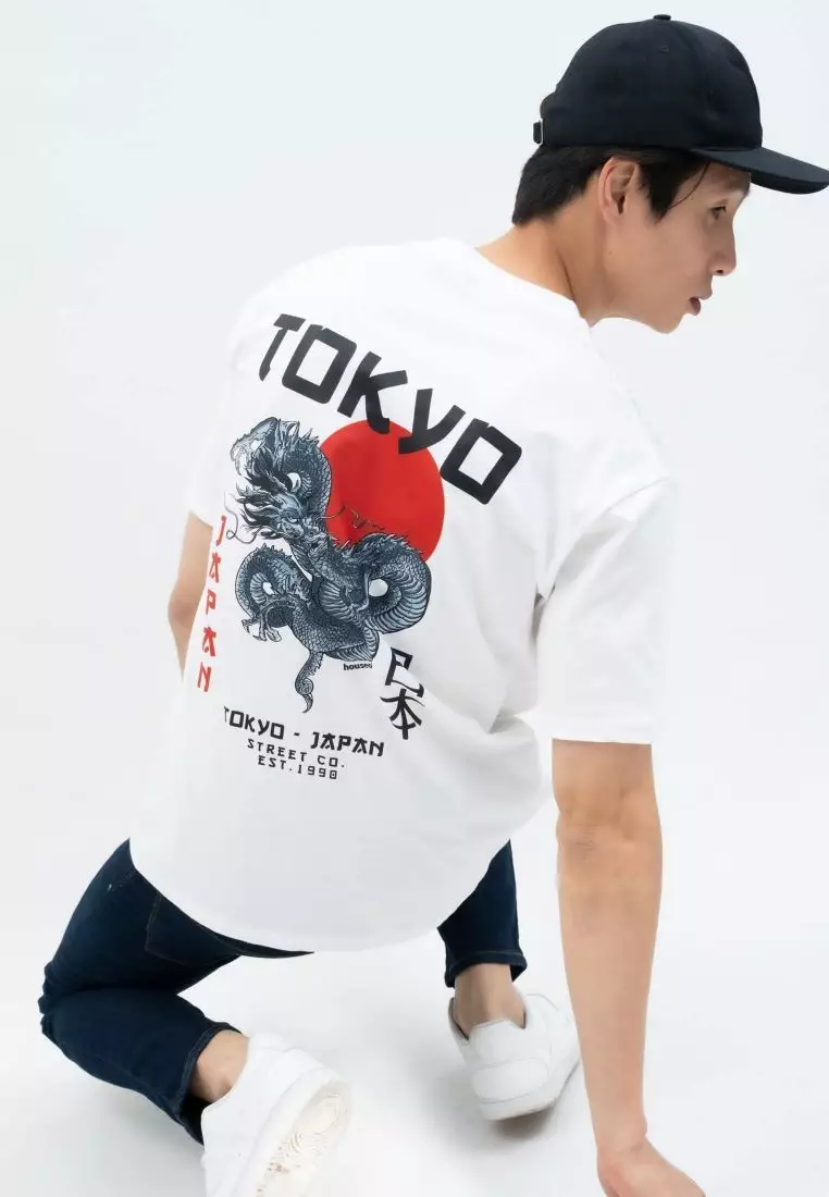 Houseofcuff T-shirt Kaos Putih Motif Tokyo Dragon Tersedia Size S-4XL
