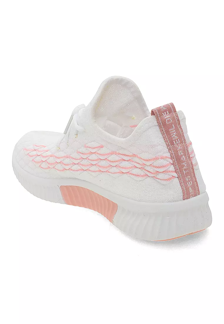 Sneakers Wanita Motif Sisik Dual Tone Color Sepatu Tali Fashion Women - Pink