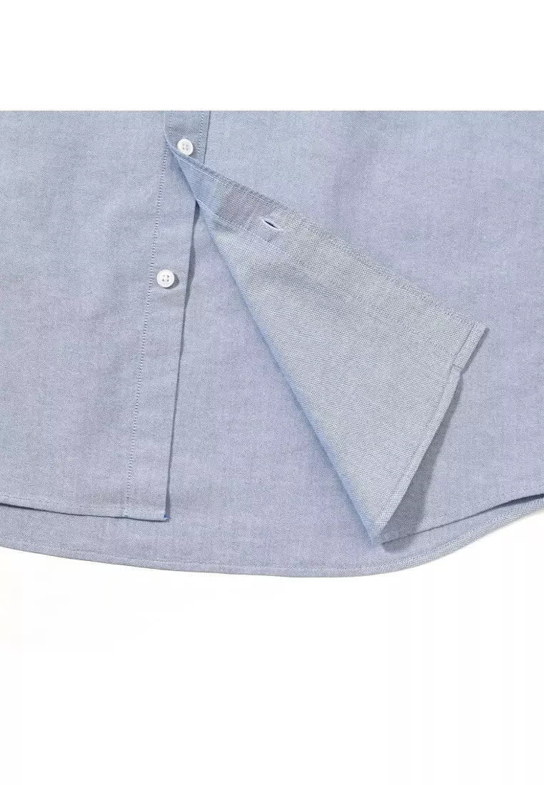 Men's Oxford Long Sleeve Slim Embroidery Shirt 01045083