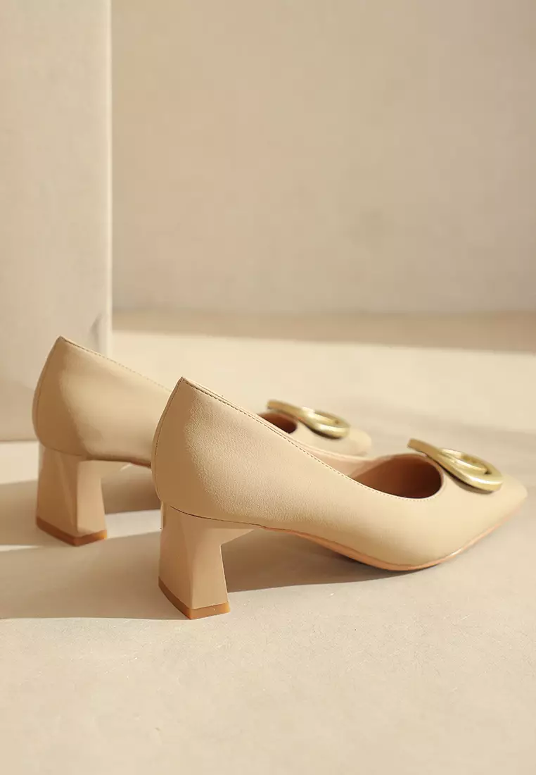 5CM Metal Buckle Microfiber Leather Pumps BY2355-18