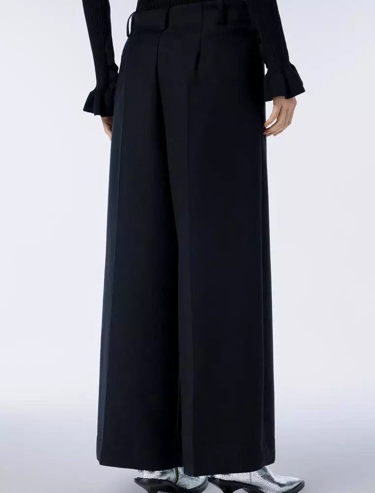 Straight Cut Wide Leg Long Pants