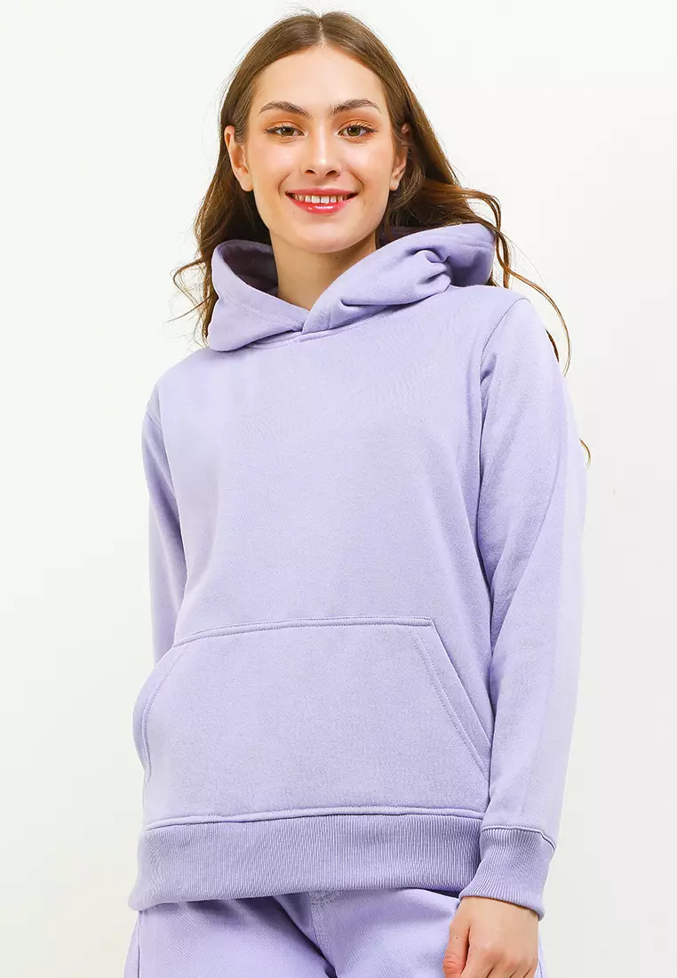 Cotton Well Hoodie Sweater Lilac | Jaket Tebal dengan Penutup Kepala Ungu