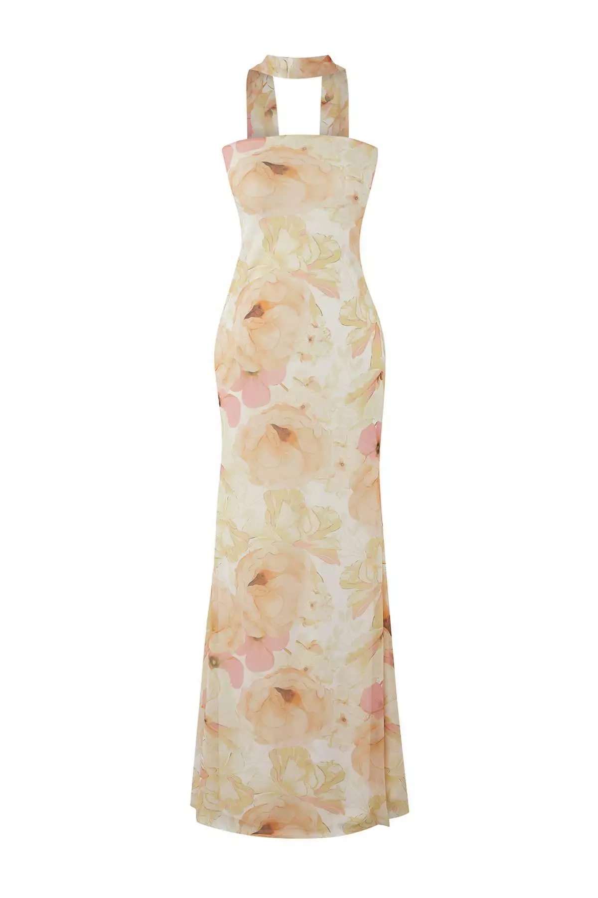 Multicolored Floral Knitted Tulle Maxi Evening Prom Dress Tprss25Ae00194