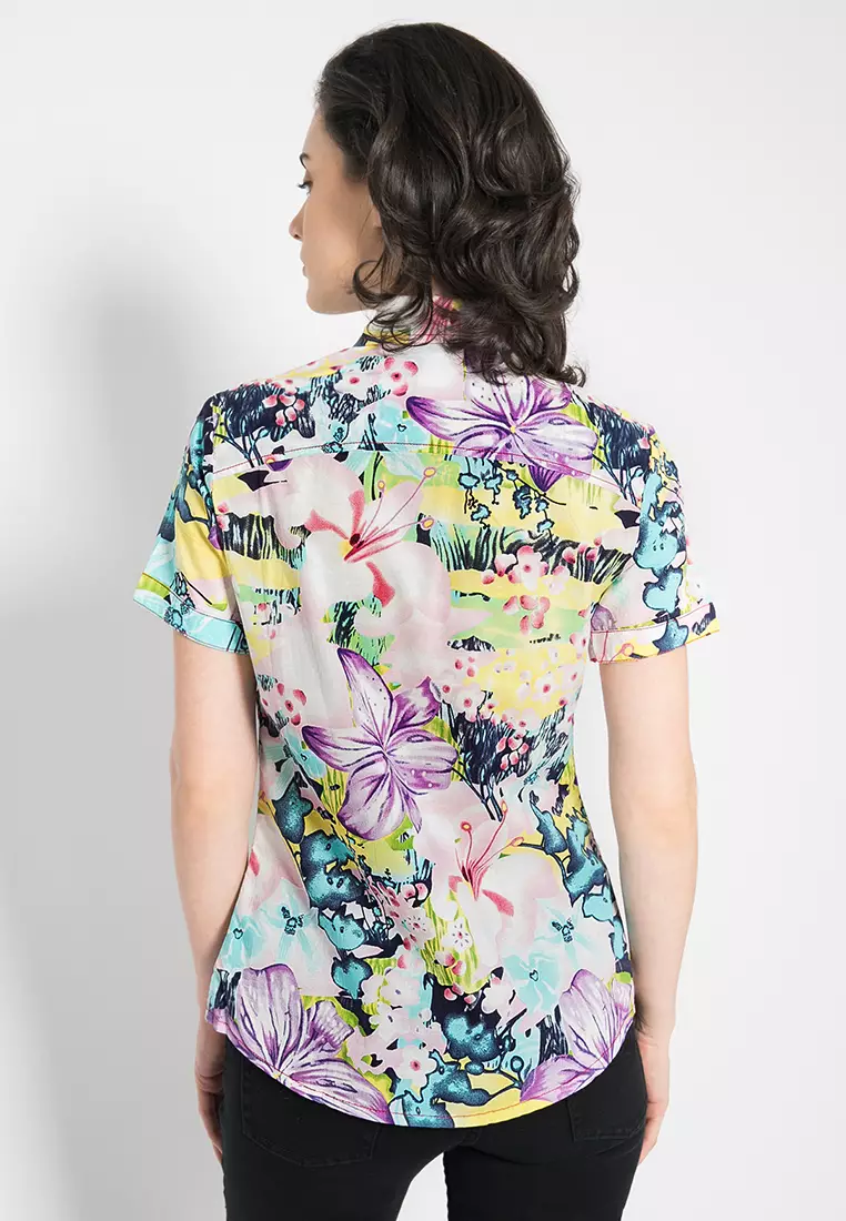LGS - Kemeja Wanita - Lengan Pendek - Motif Bunga-Bunga - LSH.382.G1125.428.C