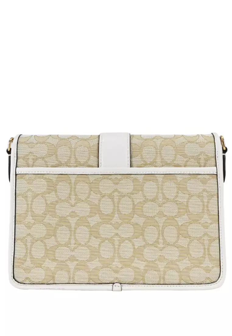 Lonnie Crossbody In Signature Jacquard - Light Brown/White