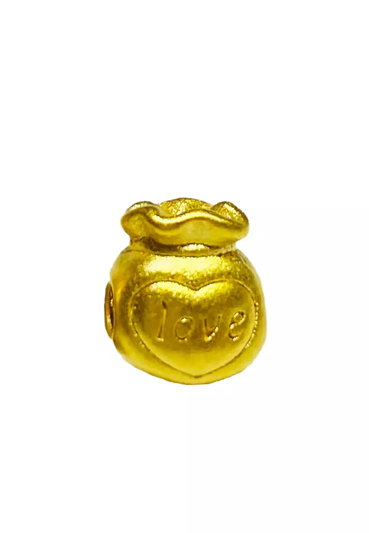 Gold money bag discount charm