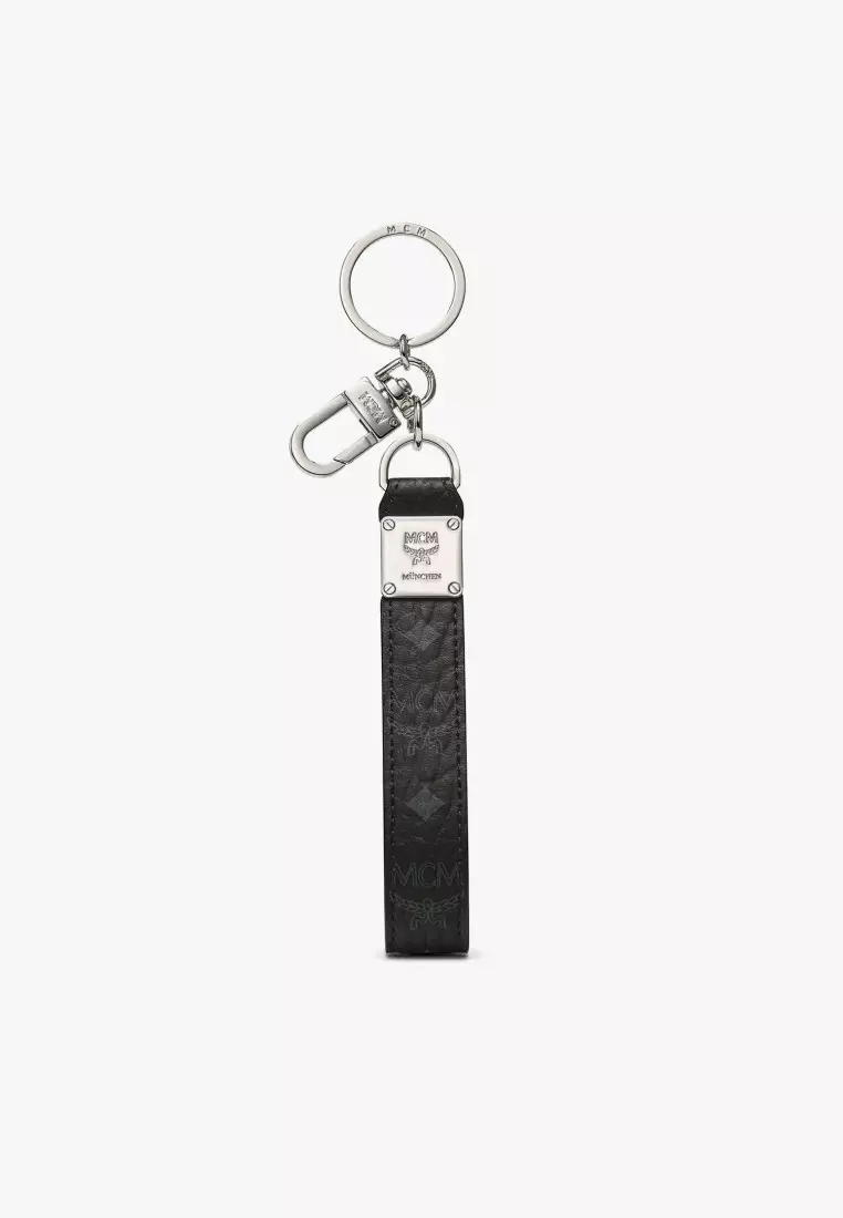 Canvas Mcm Key Pouch Black Aren Key Holder In Visetos