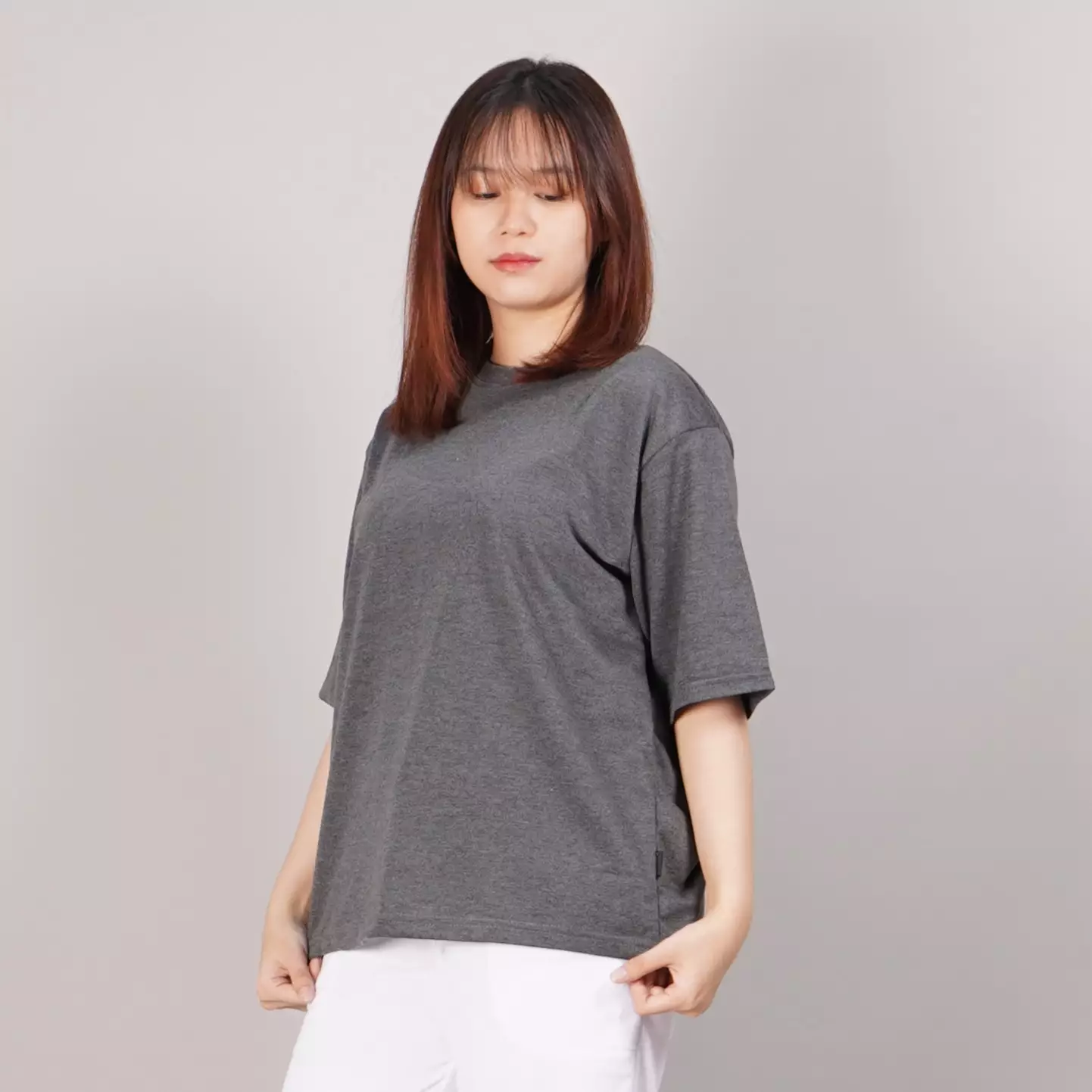 GEORGIE Basic T-Shirts Wanita Kaos Polos Wanita Kaos Oversize - ABU TUA